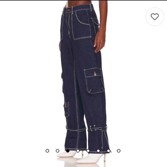 LPA Denim - LPA Bea Mid Rise Barrel Cargo in Indigo Dark Rinse
Revolve